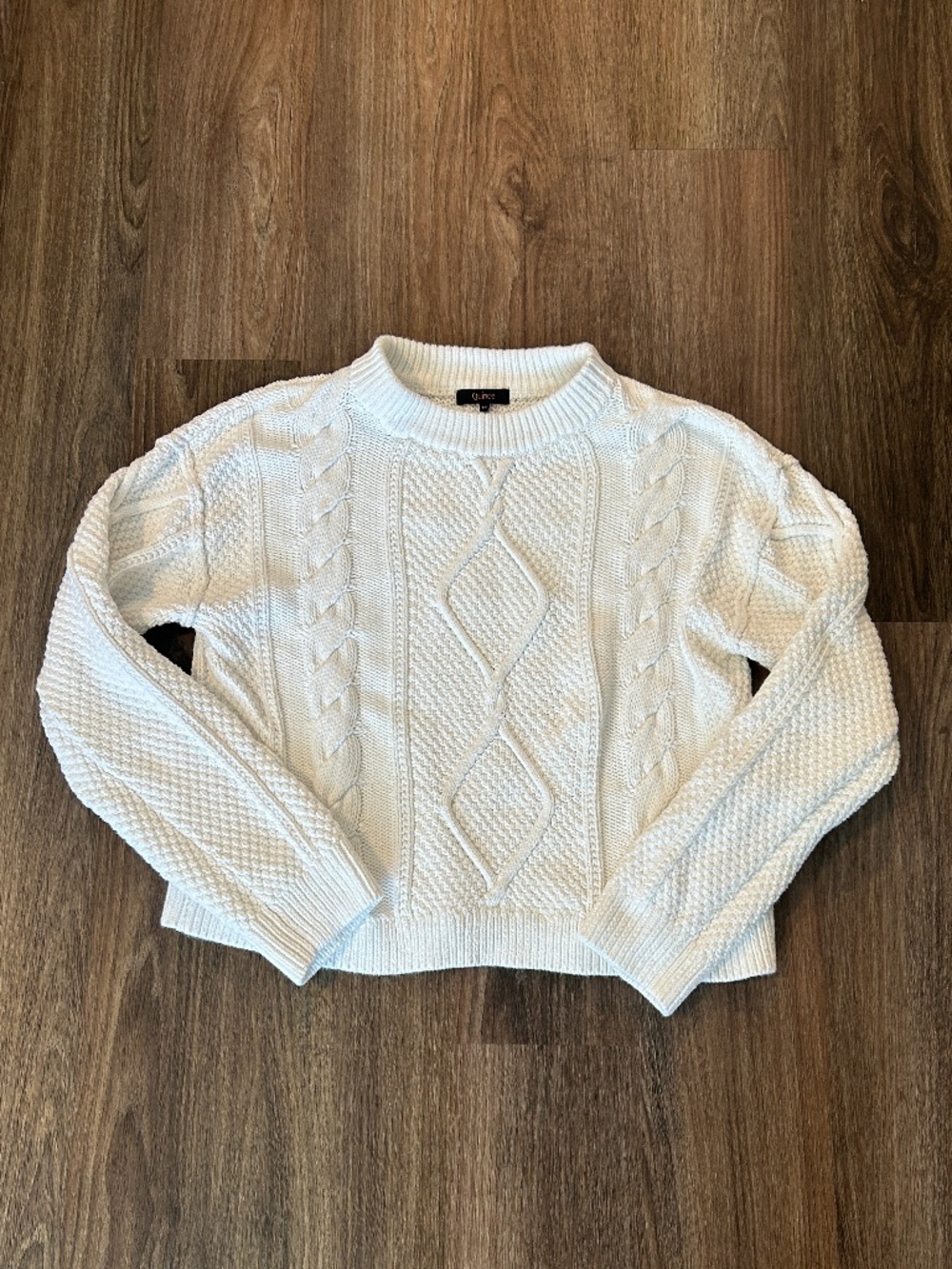 Quince 100% Organic Cotton Cropped Cable Crew Sweater Women’s M